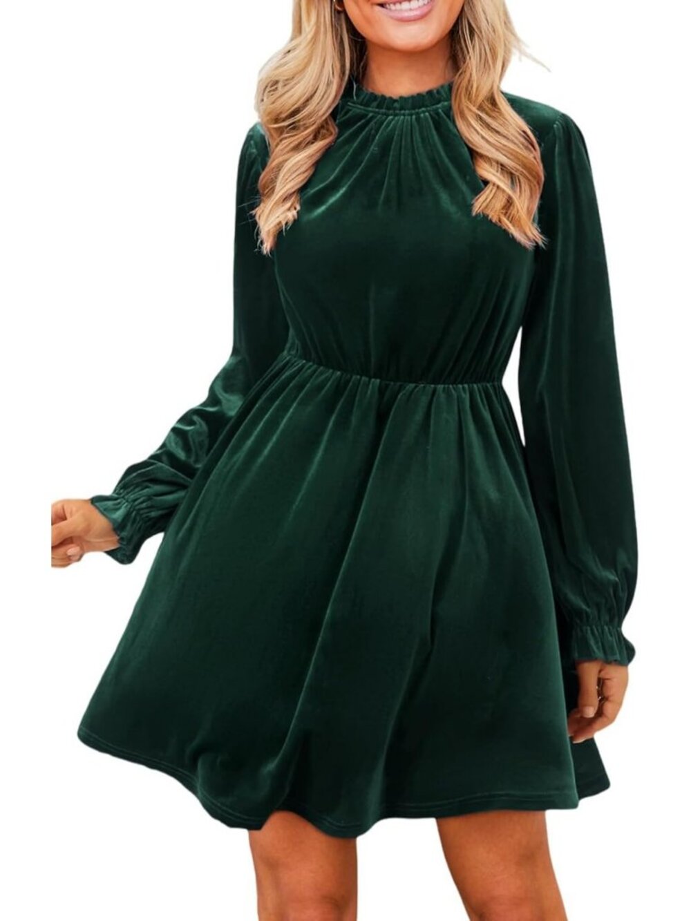 Velvet Mini Dress for Women | Mock Neck, Long Sleeve, Perfect for Holiday & Fall